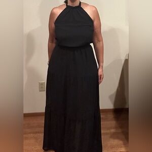 Elegant Black Halter Maxi Dress